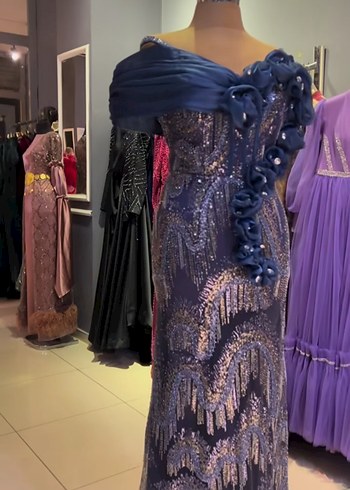 Mor Drapeli Straplez Uzun Abiye Elbise - Görsel 2