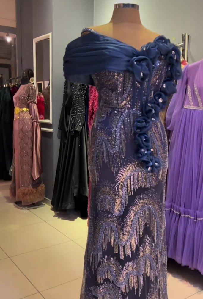 Mor Drapeli Straplez Uzun Abiye Elbise - Görsel 2