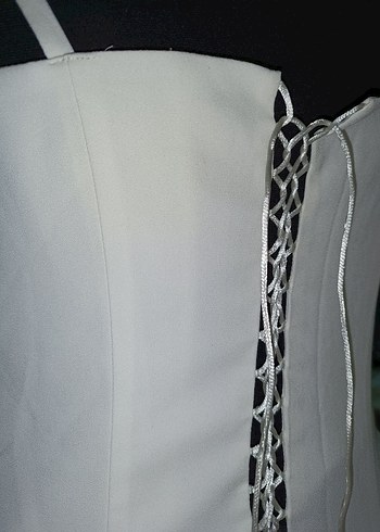 Askılı Beyaz A Kesim Abiye - Görsel 3