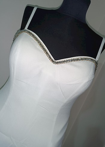 Askılı Beyaz A Kesim Abiye - Görsel 2