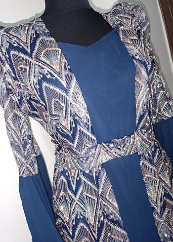 Mavi Bohem Desenli Uzun Abiye - Görsel 3