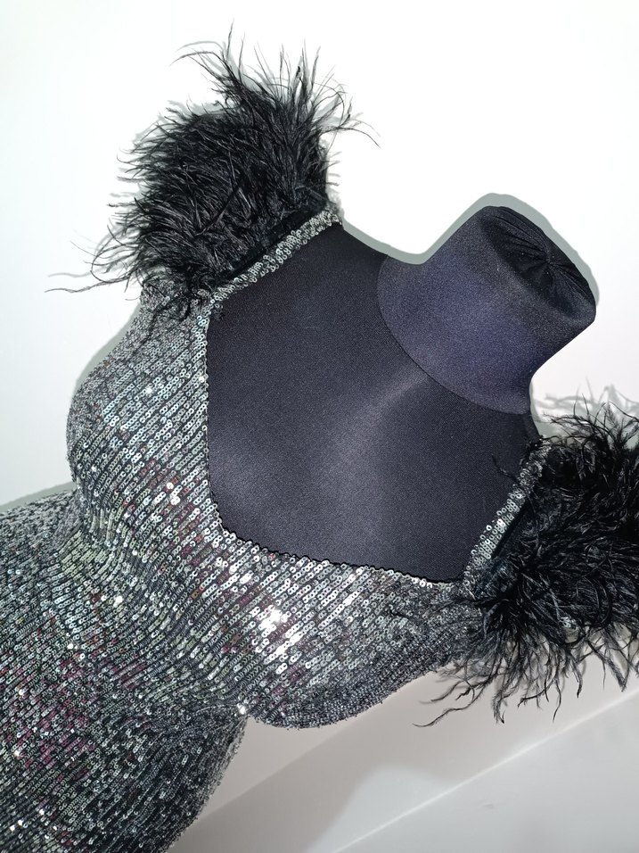 Gri Payetli Uzun Abiye Elbise - Görsel 5