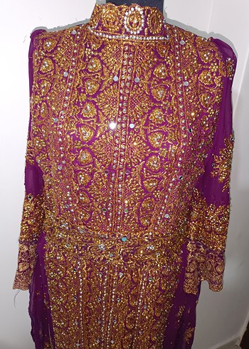 Uzun Mor Desenli Bohem Kadın Yöresel abiye - Görsel 3