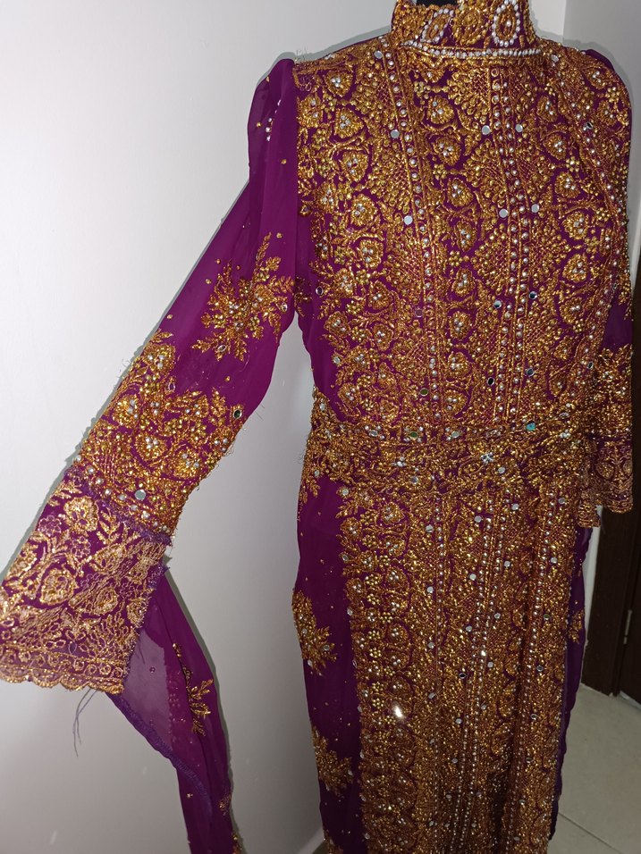 Uzun Mor Desenli Bohem Kadın Yöresel abiye - Görsel 2