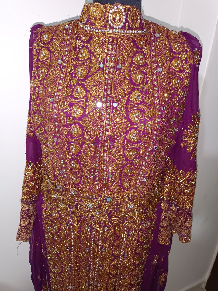 Uzun Mor Desenli Bohem Kadın Yöresel abiye - Görsel 3