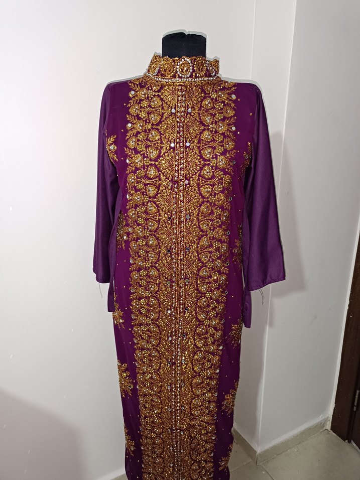 Uzun Mor Desenli Bohem Kadın Yöresel abiye - Görsel 4