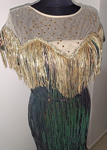 Parlak Çok Renkli Uzun Bohem Elbise 38-40 beden - Görsel 3