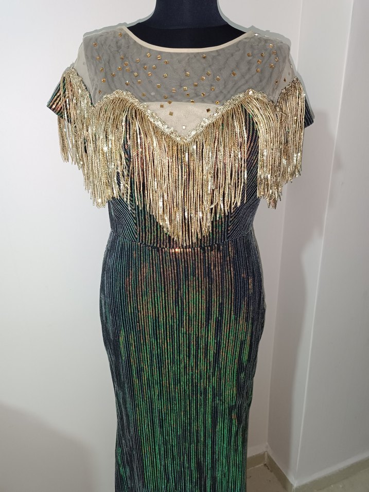 Parlak Çok Renkli Uzun Bohem Elbise 38-40 beden - Görsel 2