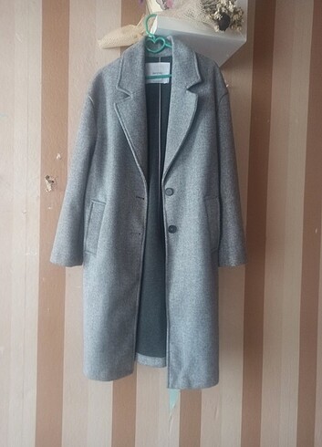 s Beden gri Renk Bershka kaşe kaban