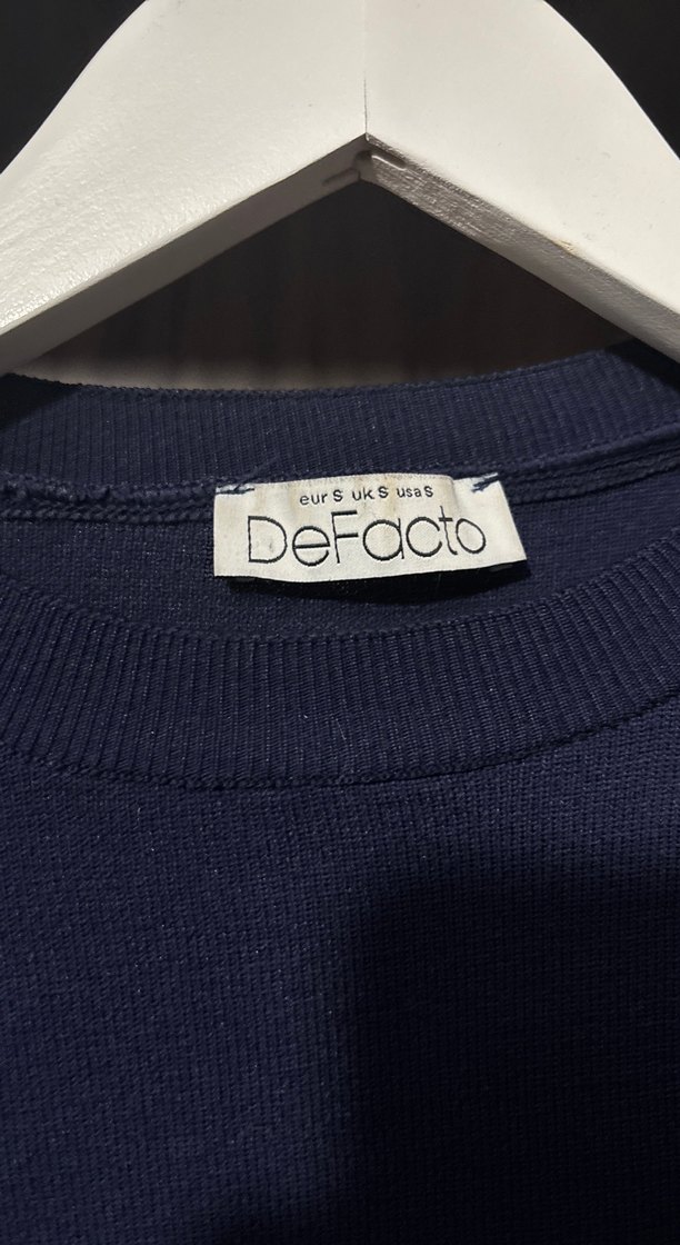 Uzun Kollu Çizgili Lacivert Triko Kazak - Görsel 2