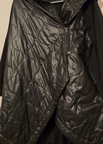 Drapeli Siyah Uzun Kadın Ceket - Görsel 3