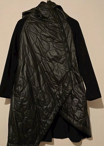 Drapeli Siyah Uzun Kadın Ceket - Görsel 2