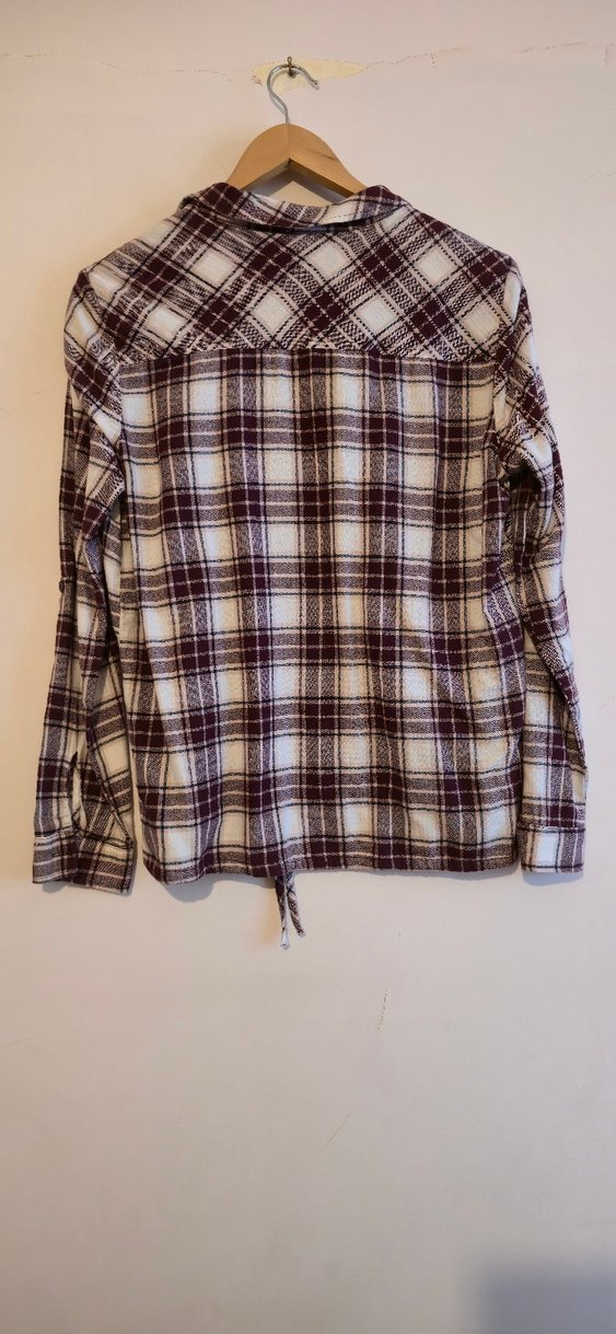 Bordo Ekose Desenli Uzun Kollu Gömlek - Görsel 2