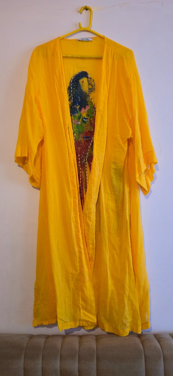 Sarı Uzun Islemeli Bohem Kadın Gomlek - Görsel 2