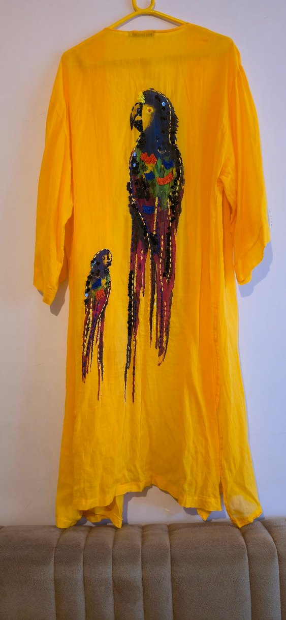 Sarı Uzun Islemeli Bohem Kadın Gomlek - Görsel 3