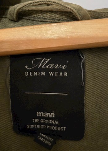 Düğmeli, Kapüşonlu Haki Kadın Ceket - Görsel 3