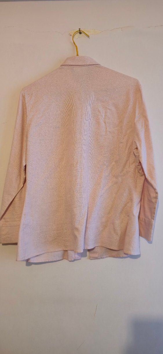 Uzun Kollu Ucuk Pembe Kadin Gömlek - Görsel 2