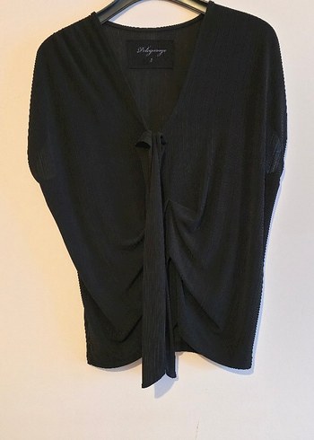 Siyah V Yaka Kadın Bluz - Görsel 2