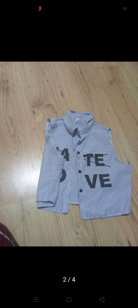 Düğmeli Gri Kolsuz crop gömlek bluz xs/s beden - Görsel 2