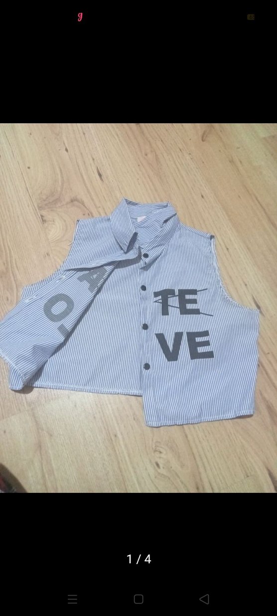 Düğmeli Gri Kolsuz crop gömlek bluz xs/s beden - Görsel 3