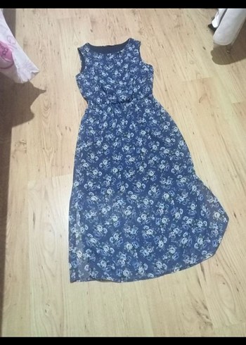 Bohem V Yaka Kolsuz Uzun Elbise koton m beden - Görsel 3