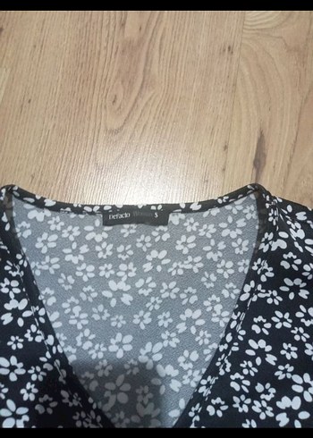 Gri Çiçekli V Yakalı Midi Elbise DeFacto s beden - Görsel 2