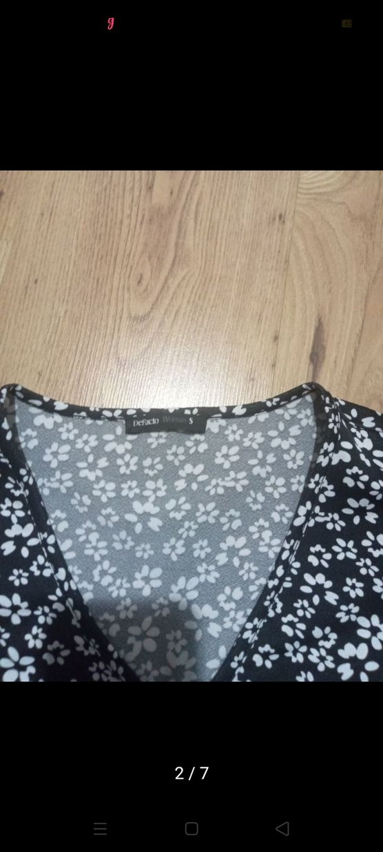 Gri Çiçekli V Yakalı Midi Elbise DeFacto s beden - Görsel 2