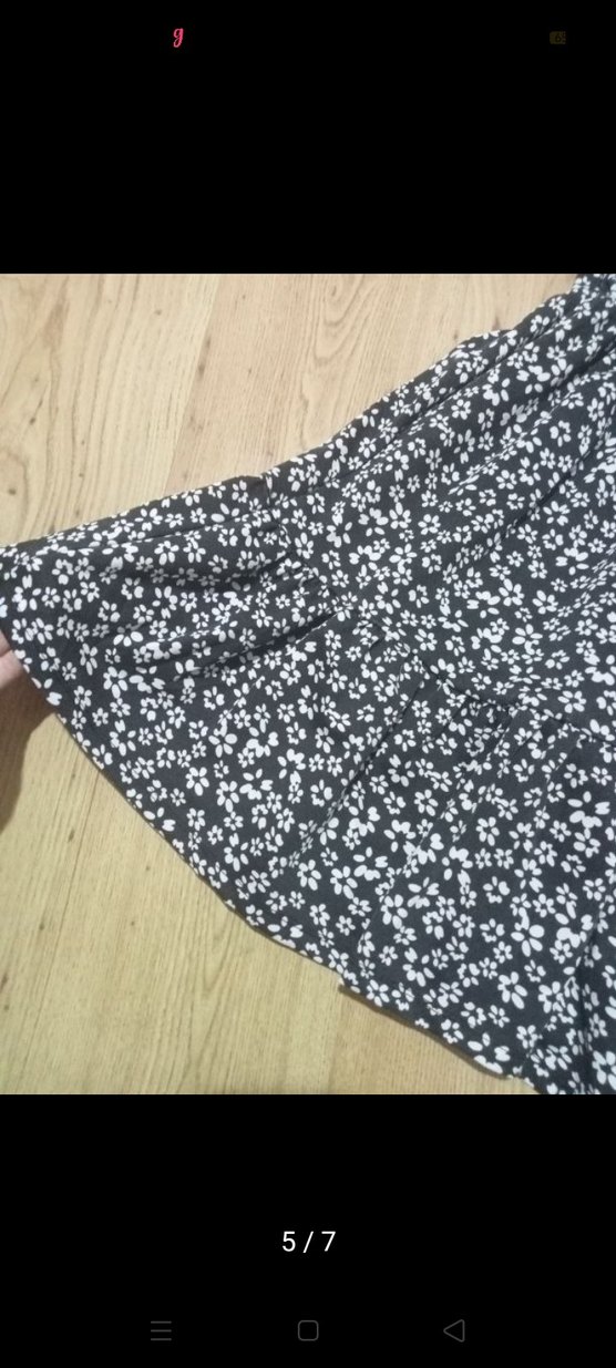 Gri Çiçekli V Yakalı Midi Elbise DeFacto s beden - Görsel 4