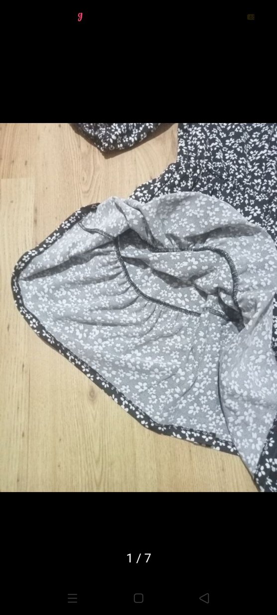 Gri Çiçekli V Yakalı Midi Elbise DeFacto s beden - Görsel 3