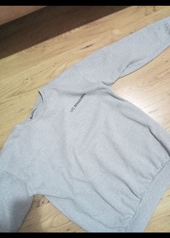 Gri Kadın Sweatshirt, Yuvarlak Yaka, Rahat Kesim - Görsel 2