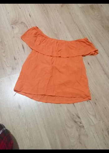 Turuncu Straplez Kısa Kollu Mini Bluz addax s beden - Görsel 3