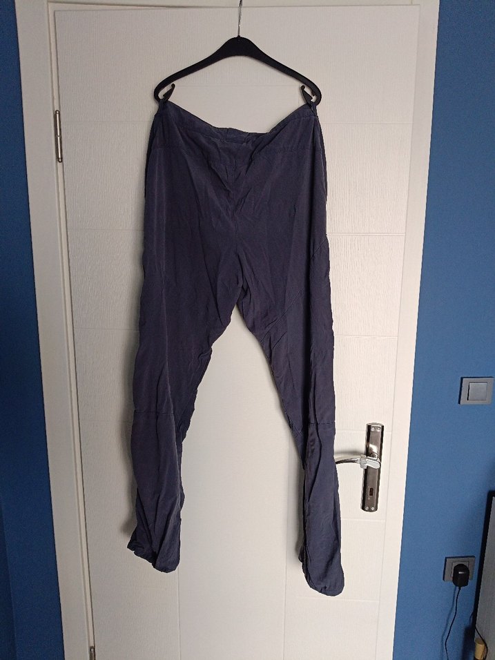 Kadın Lacivert Keten Kemerli Rahat Pantolon - Görsel 2