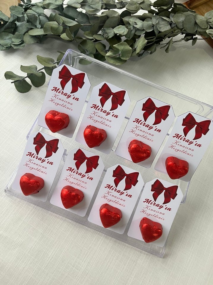 Kırmızı Kalp Şeklinde Çikolata Hediyesi - Görsel 3