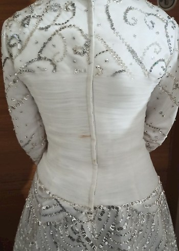 Beyaz Renkli Gri Taşlı Gelinlik - Görsel 5