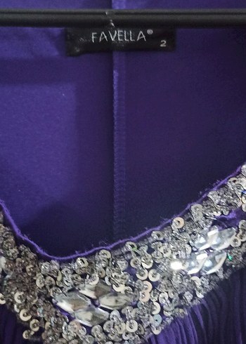 Uzun Mor Drapeli Abiye Elbise - Görsel 3