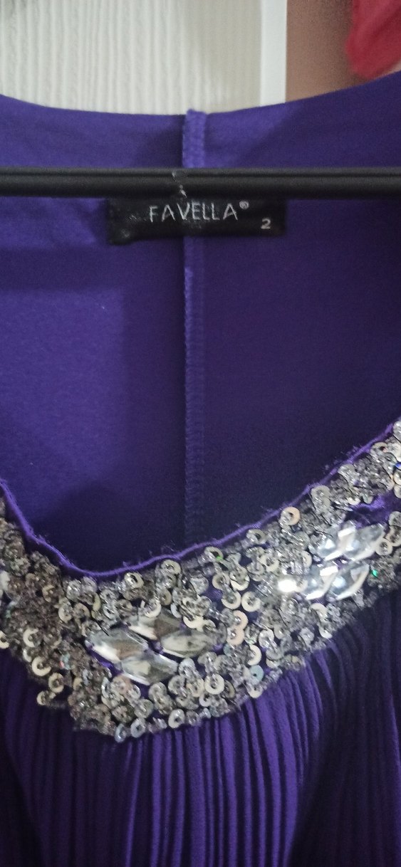 Uzun Mor Drapeli Abiye Elbise - Görsel 3