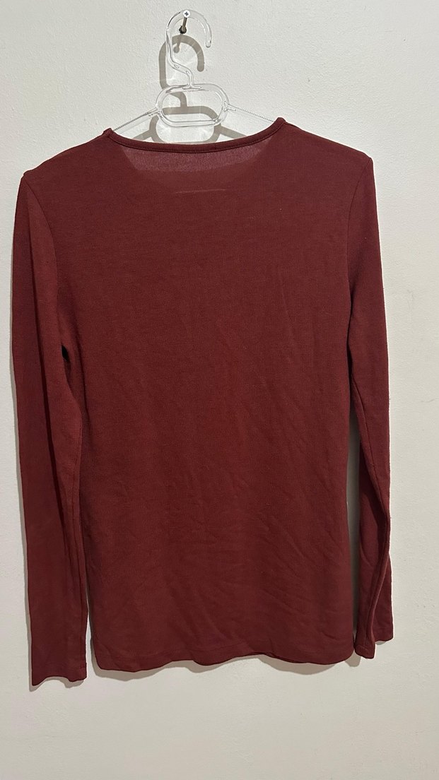 Bordo Uzun Kollu Basic Kadın Kazak - Görsel 2