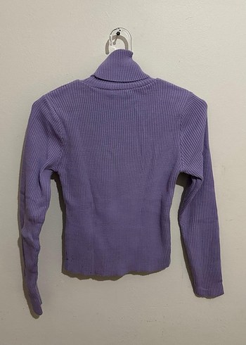 Mor Balıkçı Yaka Kadın Triko Kazak - Görsel 2