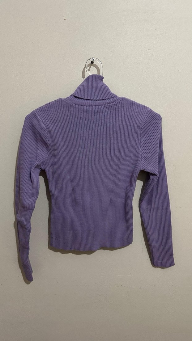 Mor Balıkçı Yaka Kadın Triko Kazak - Görsel 2