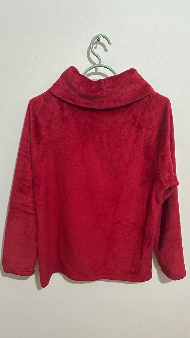 Kırmızı Yumuşak Dokulu Kadın Sweatshirt - Görsel 2