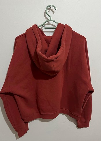 Kiremit,Kapüşonlu Kadın Sweatshirt - Görsel 3