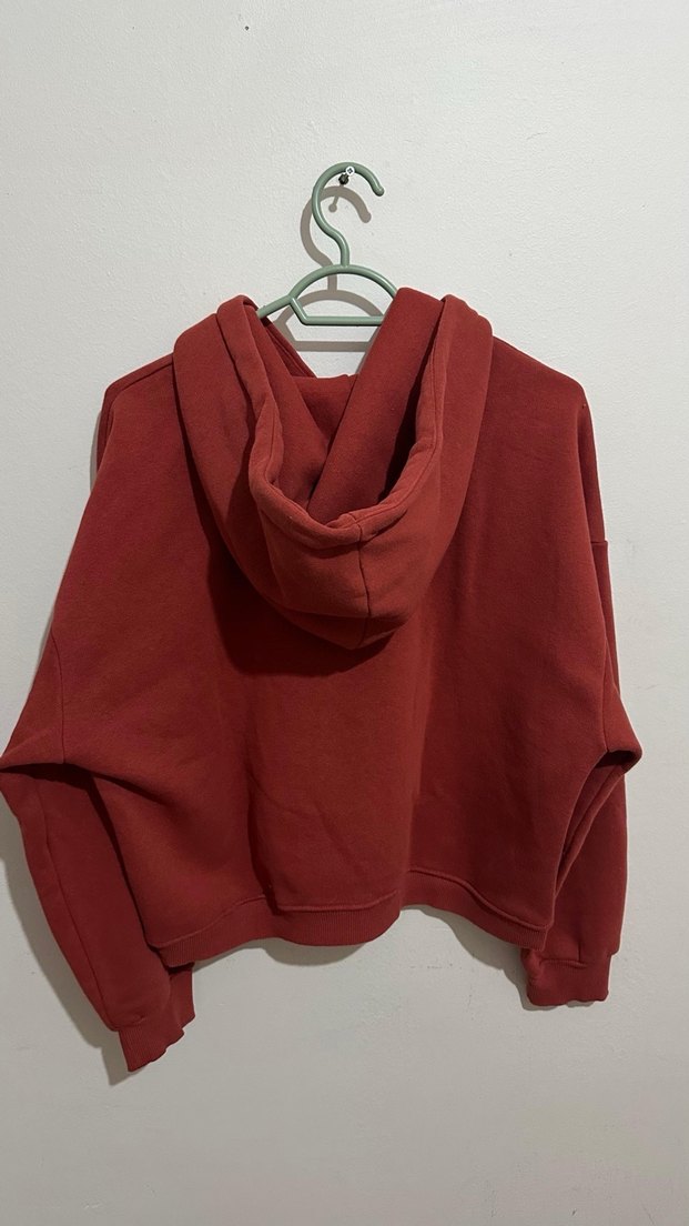 Kiremit,Kapüşonlu Kadın Sweatshirt - Görsel 3