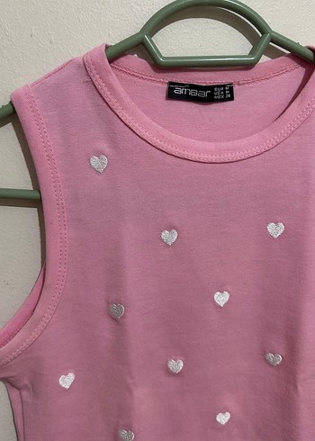 Nakışlı Pembe Kadın Kolsuz Atlet - Görsel 3