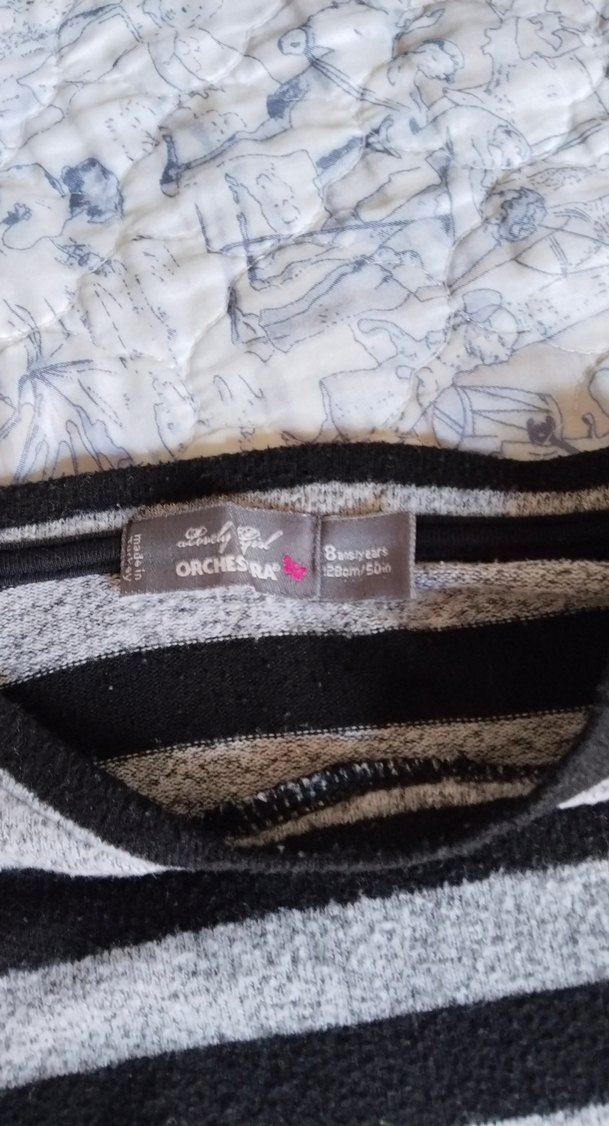 Gri Çizgili Kısa Örgü Kadın Kazak - Görsel 2