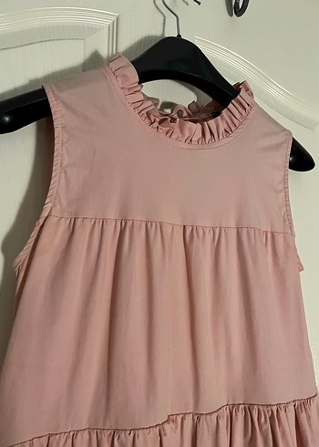 Pembe Fırfırlı Kolsuz kısa Elbise - Görsel 4