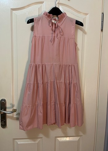 Pembe Fırfırlı Kolsuz kısa Elbise - Görsel 2