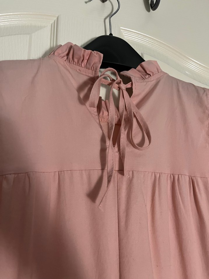 Pembe Fırfırlı Kolsuz kısa Elbise - Görsel 5