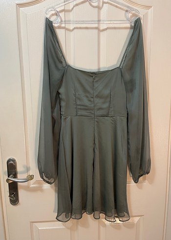 Yeşil şifon elbise - Görsel 2