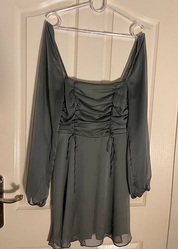 Yeşil şifon elbise - Görsel 5