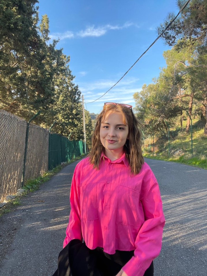 Pembe Düğmeli Keten Kadın Gömlek - Görsel 2